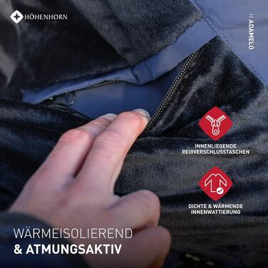 Чоловіча зимова куртка Höhenhorn Adamelo: утеплена стібана куртка з відстібним хутряним коміром, чорна, розмір M