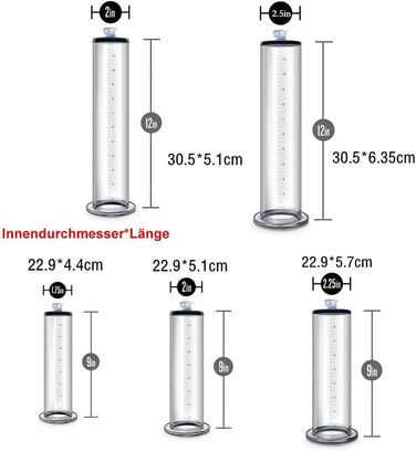 Аксесуар для помпи для статевого члена NAIXBTY: прозора трубка з масштабом для збільшення статевого члена, ерекція, допомога при імпотенції, вакуумна помпа, секс-іграшка для чоловіків (22.9*5.1/5.4 см)