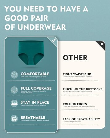 Танстік (TANSTC) труси жіночі 5 шт. бавовна, висока талія, дихаючі, м'які, XXL, червоний+синій+зелений+сірий+чорний