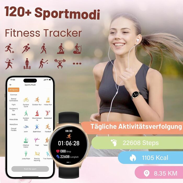 Смарт-годинник I52 Smartwatch для жінок, колір Rose Gold (розове золото)