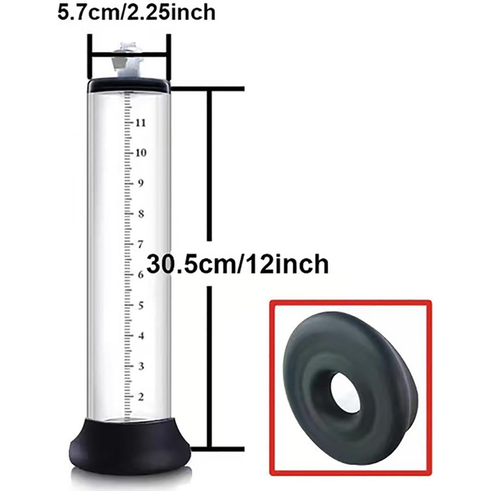 Змінна манжета для пеніс-помпи Qiyasex: м'який та гнучкий акрил, універсальний розмір (30.5 x 5.7 см)