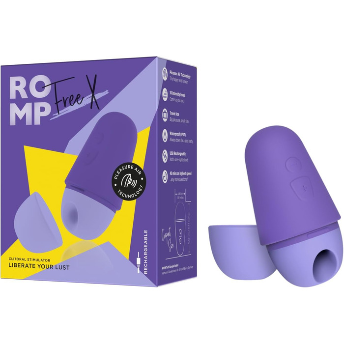 Вібратор клітора Romp - стимулятор з 10 рівнями інтенсивності, водонепроникний, рожевий (Free X)