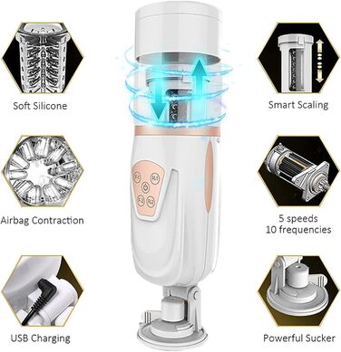 Мастурбатор з телескопічною функцією, 10 швидкостей, 3D силікон - сексуальна іграшка для дорослих