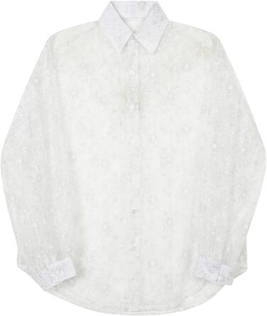 Чоловіча сітчаста сорочка Mymyguoe: прозора, з коротким рукавом, для клубів та вечірок, білий колір