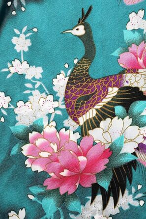 Халат жіночий Babeyond з шовкового атласу, кімоно, довгий, принт 'павич', для дому та відпочинку, великий розмір, темно-зелений