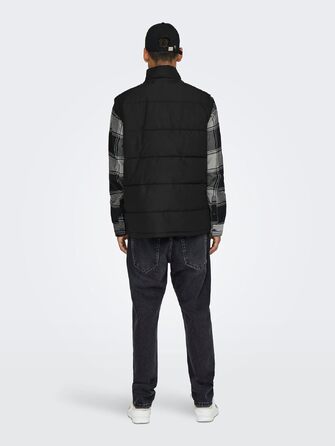 Чоловічий стібаний жилет Only & Sons Onsjake Quilted Vest, чорний, розмір S
