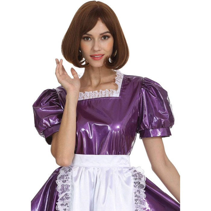 Квіткове PVC-плаття для перевдягання з квадратним вирізом, фіолетове, 3XL