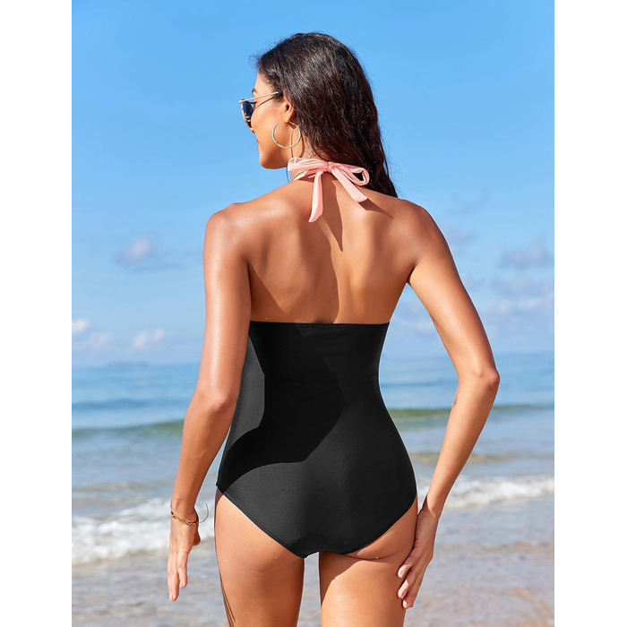 Світшот для схуднення живота, відкрита спина, фігурна модель, халтер, сексуальний пуш-ап купальник з чашками (L, Рожевий)