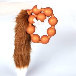 Анальні кульки з силікону NAIXBTY Foxtail - 9 кульок, гнучкі, для стимуляції, силікон, золото (M)