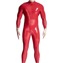 Комбінезон чоловічий TIANXIAOQWE з подвійним блискавкою на плечах, облягаючий, латексний, catsuit, червоний, 54