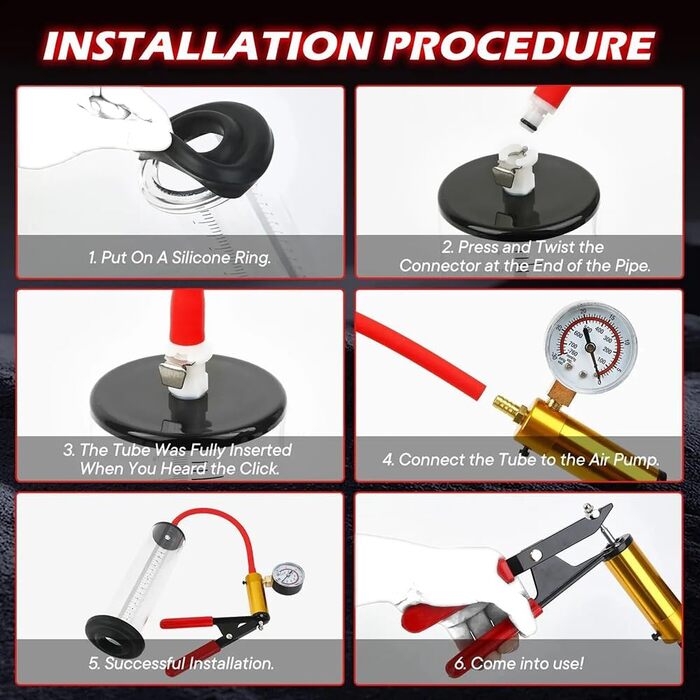 Набір пеніс-помп Kuaecr з 4 розмірів з силіконовим з'єднувачем, ручна вакуумна помпа для чоловіків, збільшення статевого члена, покращення ерекції, допомога при імпотенції
