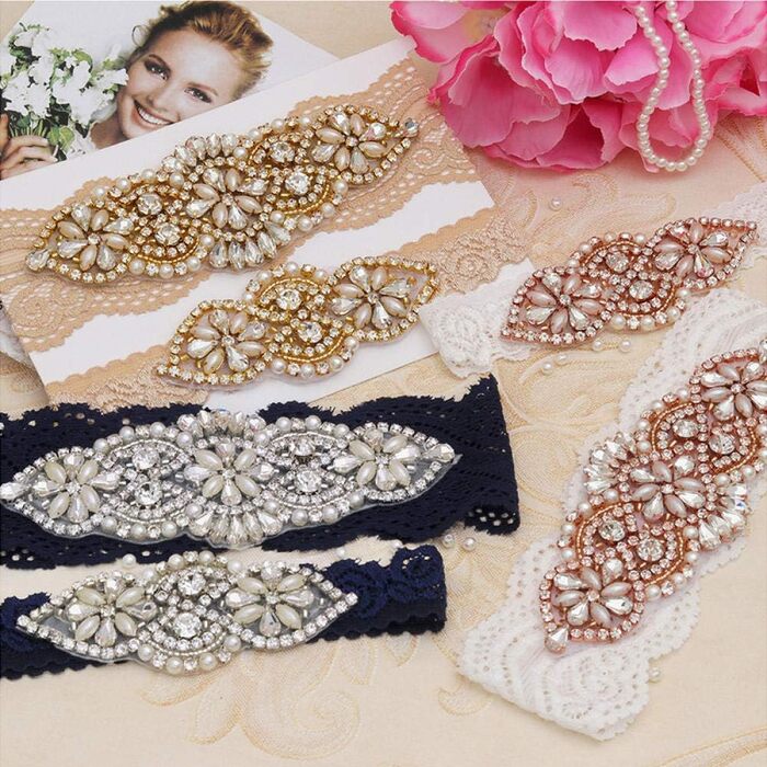 Шнурок для нареченої з мереживом та аплікацією, білий, розмір S