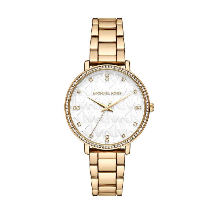 Жіночий годинник Michael Kors Pyper кварцовий, золотистий зі сталевим браслетом та білим циферблатом