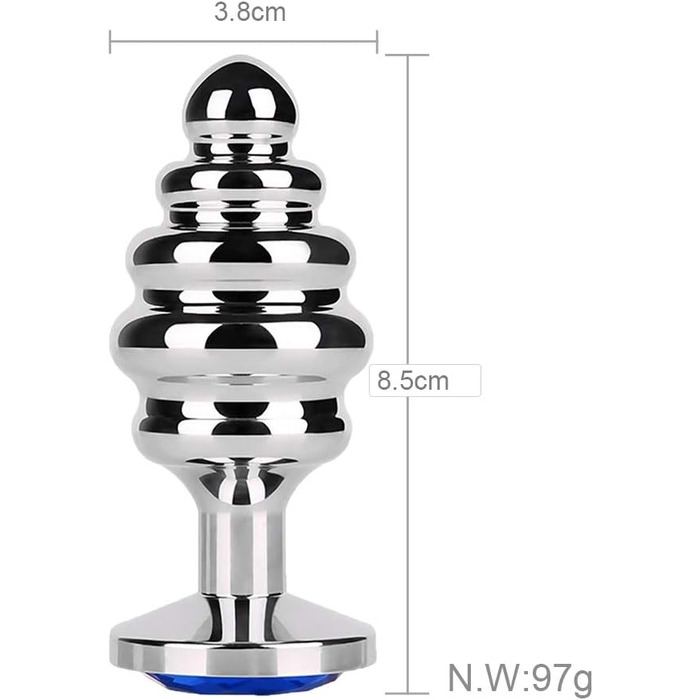 Набір анальних пробок SXOVO (великий + середній + малий) з металу та інкрустацією камінням для чоловіків та жінок