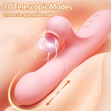 Вібратор Кролик для жінок: стимулятор клітора та G-точки, силікон, 10 режимів, телескопічна функція, рожевий