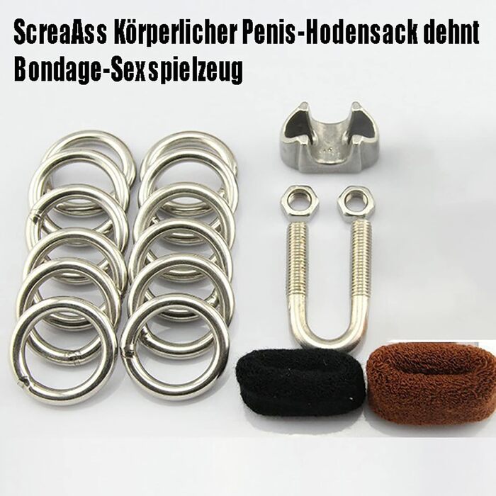 Сталевий кільце для яєчок 12X, кільце для пеніса, система бонджа для яєчок, розширювач яєчок, вага для яєчок, прес для яєчок, розширювач куль, CBT, сексуальні іграшки для чоловіків, комплект