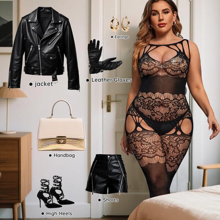 Німія: Сексуальний мереживний боді для жінок, мереживний боді-корсет, універсальний розмір (0-18), прозорий боді для вечірок та клубів