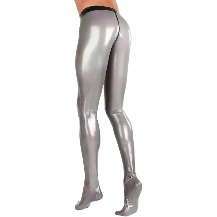 Легінси чоловічі Latexhose з блискавкою спереду, Cool Sexy Clubwear, 0.4 мм, 3XL, срібні, чорні