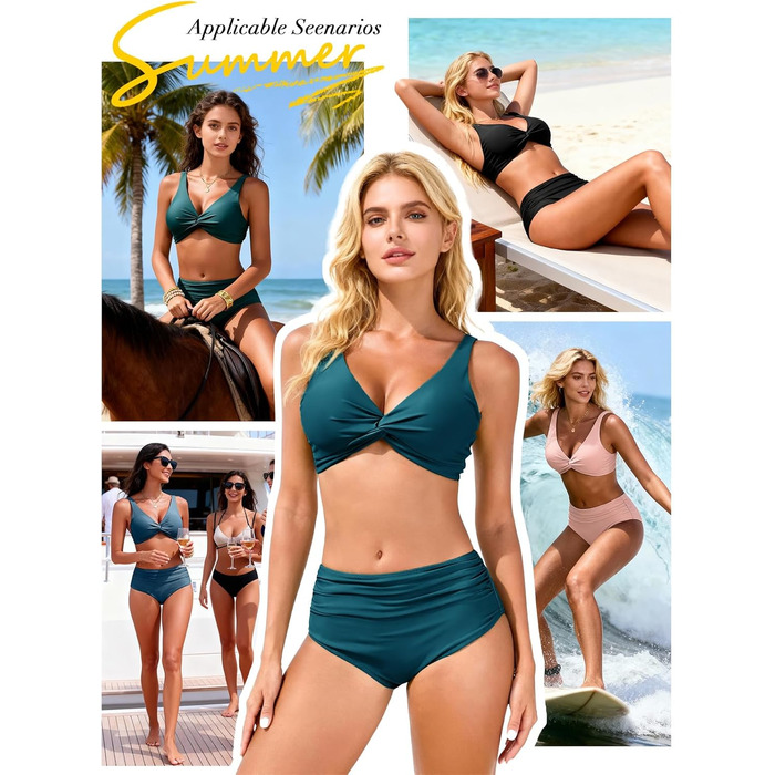 Бікіні Push-Up Damen Malachit, з високою талією, комплект (L) - Сексуальний купальник з підтримкою грудей