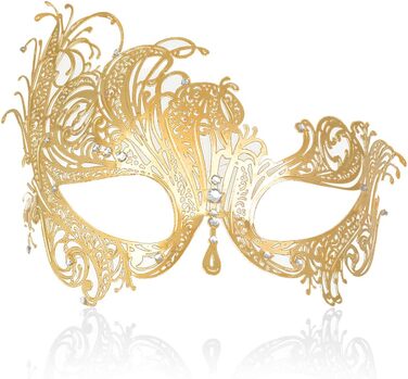 Маска для пар MYMENU, вечірня, з металу та стразів, у стилі Венеції, для прому та балу, золота