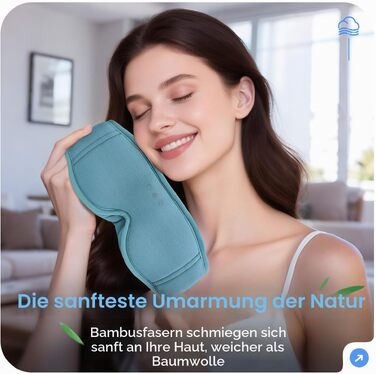 Bluetooth-маска для сну LC-dolida з ефектом повного затемнення, бамбукова бавовна, HiFi звук, Bluetooth 5.4, регульований ремінець, сіро-блакитна