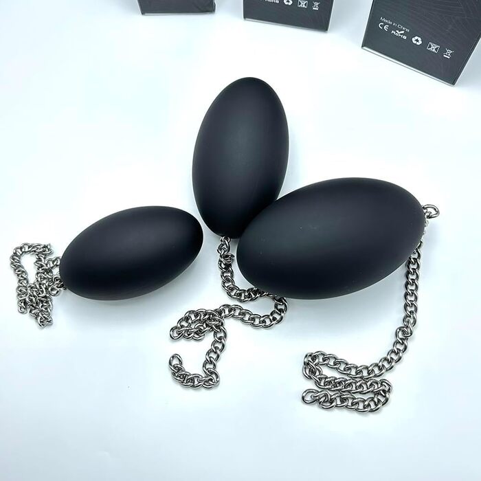 Анальний плаг з силікону у формі яйця, з ланцюгом з нержавіючої сталі, анальний м'ячик, анальні кульки, анальний ділдо, великі яйця, анальний масаж, вагінальне використання, мастурбація для жінок та чоловіків, секс-іграшка (S)
