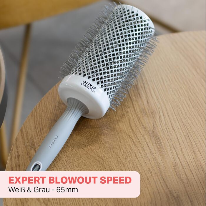 Кругла щітка для волосся Olivia Garden Expert Blowout Speed White and Grey, 65 мм (XL)