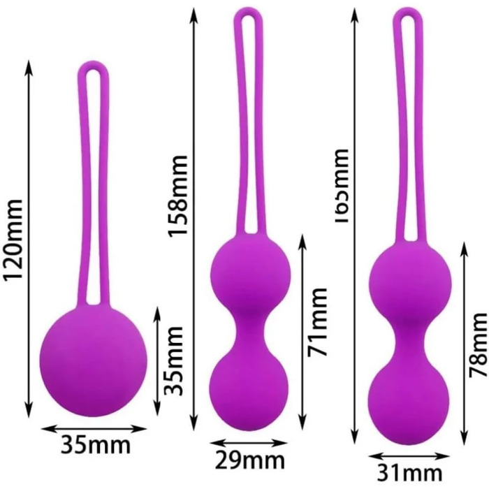 3 шт. Вагінальні кулі-перлини з силікону для жінок – тренажер для підтяжки та стимуляції, фіолетовий