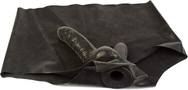 Латексний сліп з пеніс-карманом - сексуальні латексні шорти та анальний презерватив для чоловіків, чорний, 0.4 мм, XL