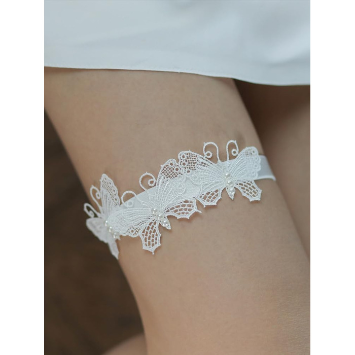Жіночі мереживні стрічки для панчіх. Фата для нареченої 1 шт. Мереживний пояс для ніг з камінням, білий. Ідеальний аксесуар для весілля, нареченої.