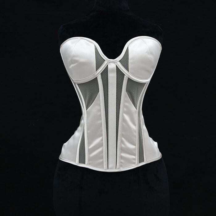 Жіночий корсетний топ у готичному стилі: корсаж на Хелловін, вінтаж, середньовіччя, стеampunk, ренесанс. Формуючий бандаж, сріблястий XL