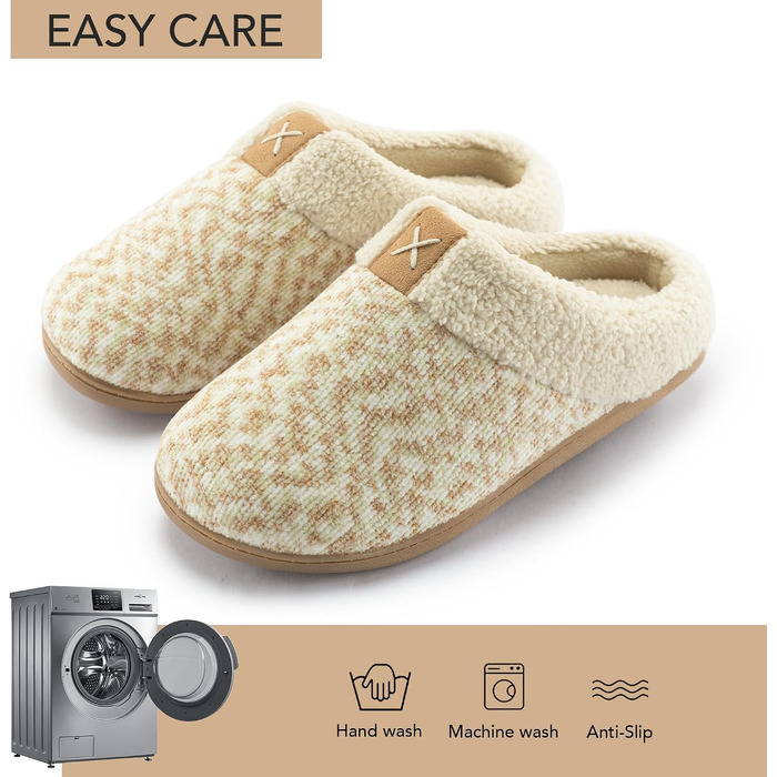 Жіночі теплі капці ULTRAIDEAS з плюшу та піною з пам'яттю (Memory Foam), м'які домашні та вуличні тапочки, бежеві, розмір 39 EU