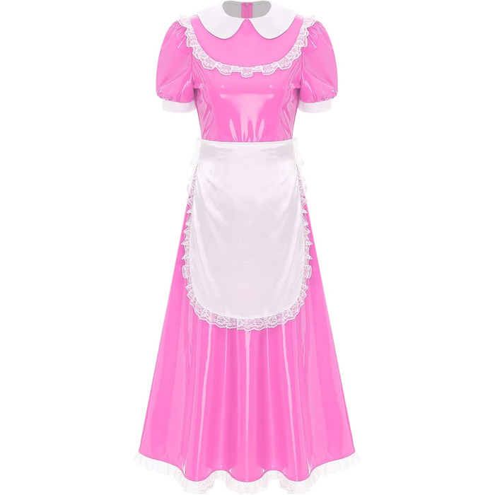 Костюм для косплею/карнавалу: сукня служниці з мереживом, рожева. Матеріал: шкіра, бренд Vxuxlje. Ідеально для Хелловіну, карнавалу та косплею.
