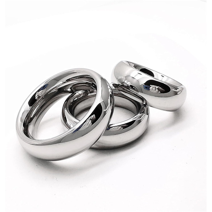 Сталевий кільце для пеніса з фіксатором яєчок, сталевий кільце для пеніса, кільця для пеніса, бондінг, кільце приборкання, інтимна біжутерія, секс-іграшки для чоловіків, затримка еякуляції, 3 розміри (40+45+50 мм)