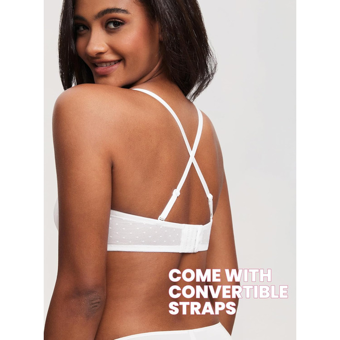 Бюстгальтер без бретелек Dobreve для великих грудей, мереживний, прозорий, білий, 90B