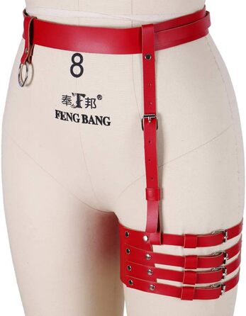 Жіночий шкіряний корсет для ніг, стрінг, пояс для панчіх, регульований, боді, кеш, панчохи, червоний