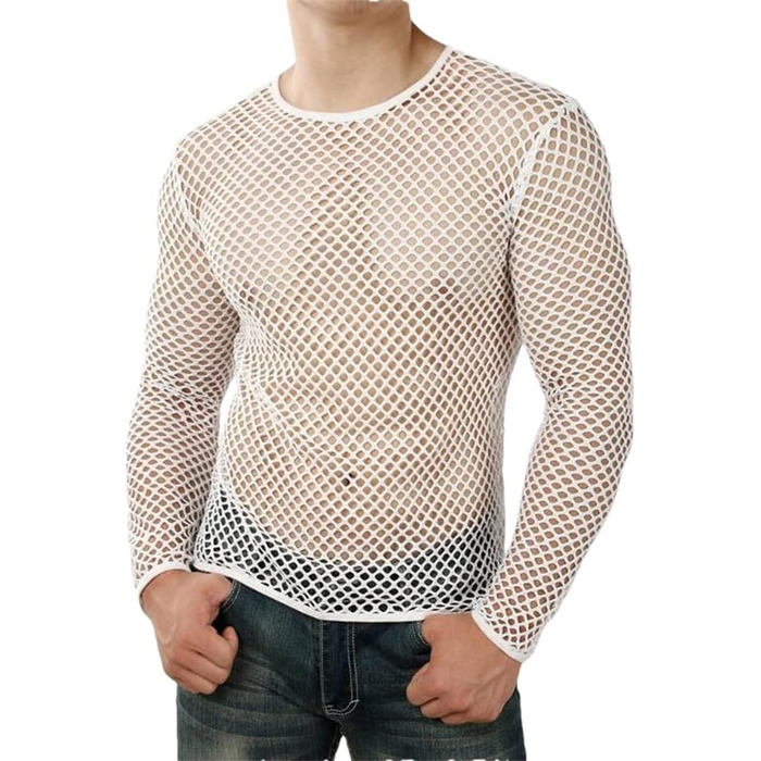 Чоловіча прозора футболка з сітки, сексуальний дизайн, для вечірок та клубів