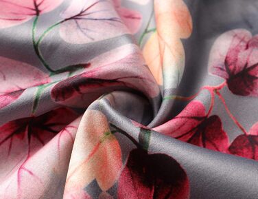 Халат жіночий довгий з атласу, квітковий принт, Babeyond. Ідеальний для дому, відпочинку, вечірок. Розмір універсальний, сірий колір.