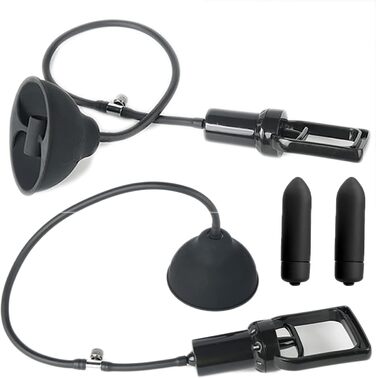 Набір для збільшення грудей ScreaAss 2Er Set: масажер грудей, вакуумна помпа, вібратор, стимулятор клітора, 2 шт. Чорний