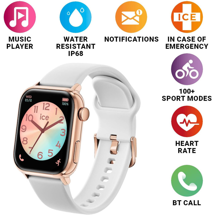Смарт-годинник Ice-Watch ICE smart 2.0, силіконовий ремінець, дисплей 1,96 дюйма, колір Rose Gold & White