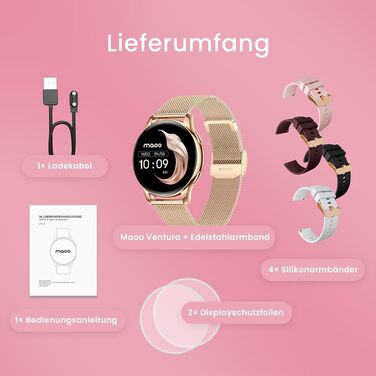 Смарт-годинник maoo Ventura для жінок Rose Gold: AMOLED-дисплей 1.32