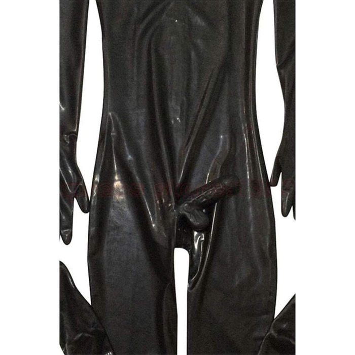 Чоловічий костюм для ролевих ігор з шкіри, чорний, з відкритим носом. Костюм для ролевих ігор, скін-сьют, для чоловіків.