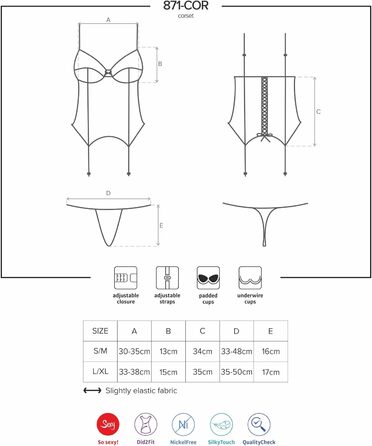 Сексуальний комплект спідньої білизни Obsessive: мереживний корсет-бра та стрінг (S-M, білий)