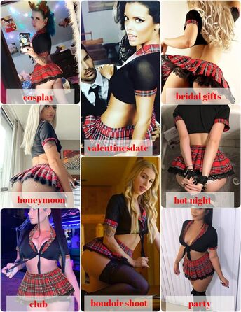 Костюм студентки Avidlove з міні-спідницею в клітинку для рольових ігор (чорний, M)