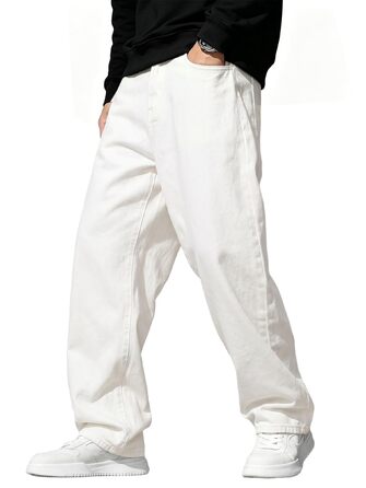 Чоловічі джинси Baggy JMIERR Y2K з ефектом Stretch, білі, розмір L