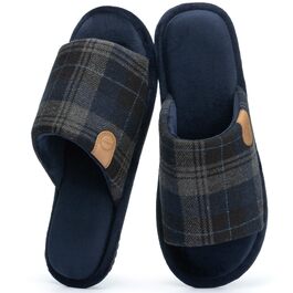 Чоловічі домашні капці GOEWY з ефектом пам'яті (Memory Foam), відкриті пальці, дихаючі та протиковзкі, сині, розмір 42/43 EU