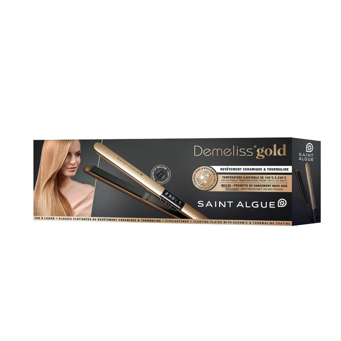 Професійний випрямляч для волосся Demeliss Saint Algue GOLD з керамікою та турмаліном, 150–230 °C, для всіх типів волосся