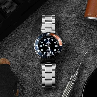 Металевий ремінець для годинника BISONSTRAP з нержавіючої сталі 316L, конічний дизайн, застібка-фальц, сріблястий, 21 мм