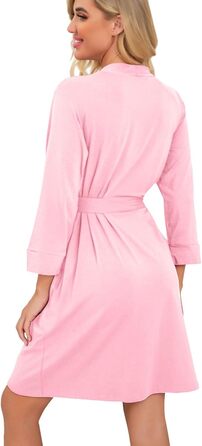 Жіночий халат PrinStory Kimono 3/4 рукави, чорний/рожевий (M) - легкий халат для дому