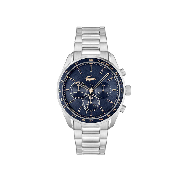 Чоловічий годинник Lacoste Chronograph з колекції Boston, кварцовий, зі сталевим браслетом Mesh (темно-синій, Metal)
